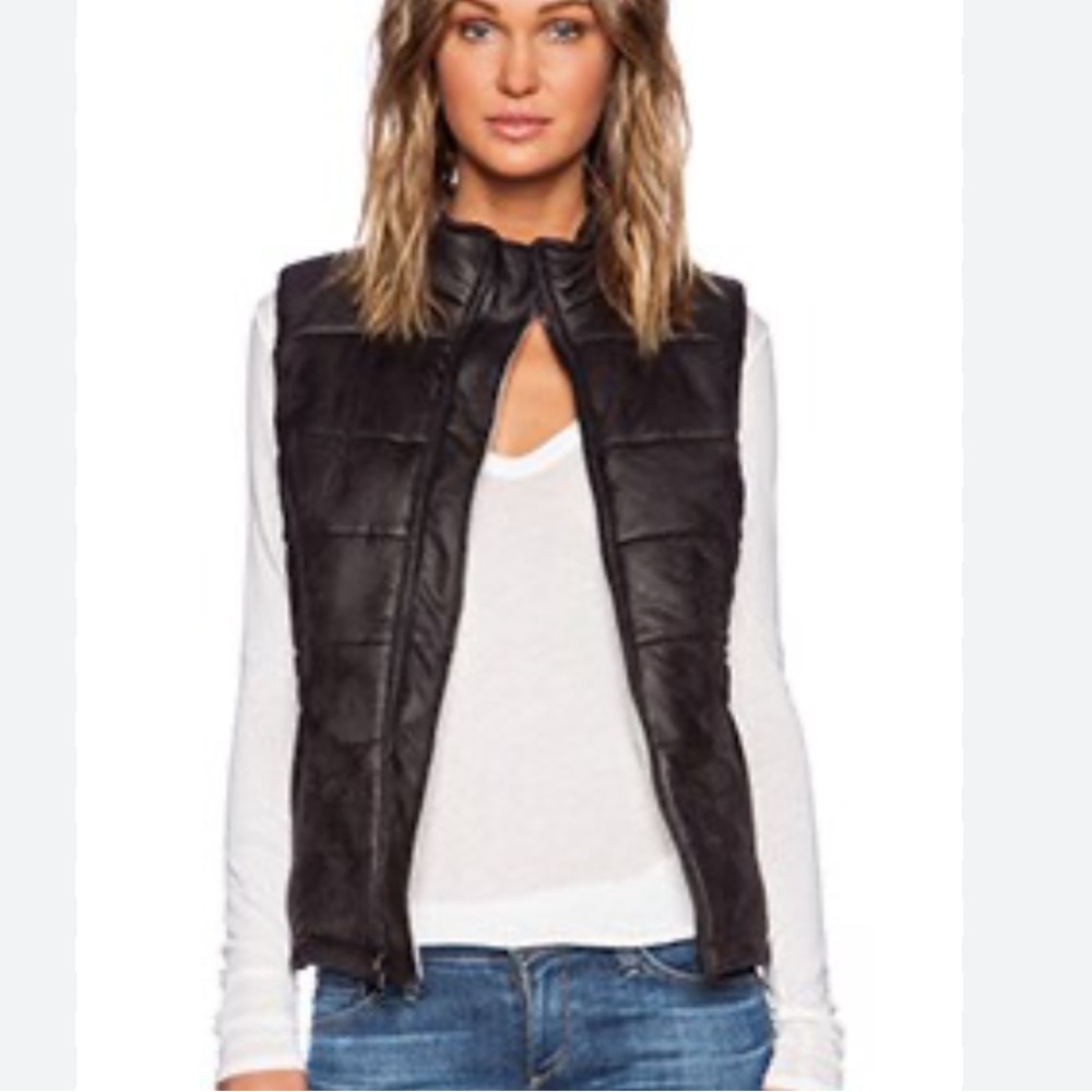 Monroe black soft crackle leather puffer vest from REVOLVE small sold out